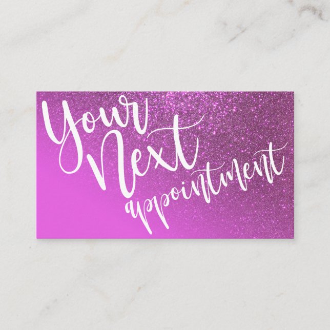 Chic Magenta Lila Glitzer Gradient Typografie Terminkarte (Vorderseite)
