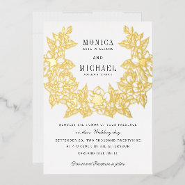 Chic Magnolia Wreath Faire-part de mariage feuille