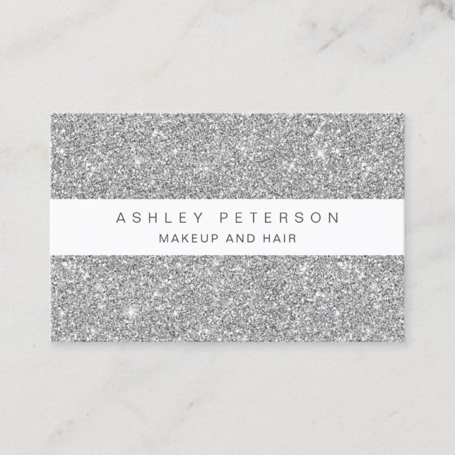 Chic Make-up silber Glitzer Glitzern Sequenzen Visitenkarte (Vorderseite)