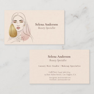 Chic Makeup Artist Friseursalon Linienkunst Visitenkarte