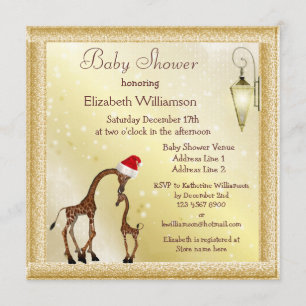 Chic Mama & Baby Giraffe Weihnachtsdusche Einladung