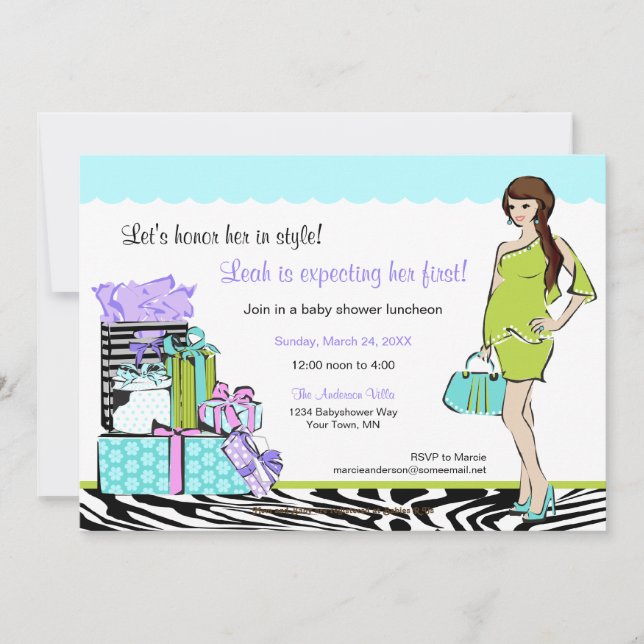 Chic Mama to be Shower Invitation 1 Einladung (Vorderseite)
