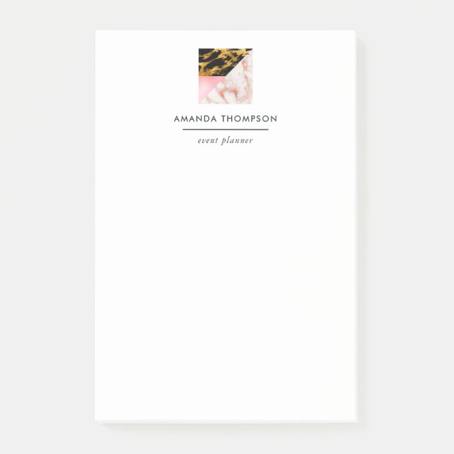 Chic Marble and Foil Geometric Post-it Klebezettel (Vorderseite)