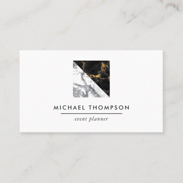 Chic Marble and Foil Geometric Visitenkarte (Vorderseite)
