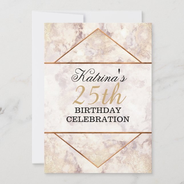 Chic Marble Anniversaire Fête Invitation (Devant)