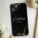 Chic Marble Black & Gold Glitzer Mit Monogramm Nam Case-Mate iPhone Hülle<br><div class="desc">Chic iPhone 13 Gehäuse mit schwarzem und goldfarbenem Marmorboden und eleganten Kalligrafien-Schriftart für Ihren Namen oder Ihre Initialen. Die Handy-Abdeckung enthält Platz, um Ihren Namen oder Monogramm hinzuzufügen, können Sie sogar Ihr Logo hinzufügen, wenn Sie dieses Gehäuse für Ihr Unternehmen verwenden. Dieses berufliche, schwarze Marmor iPhone Cover Design wird Ihr...</div>