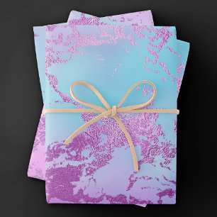 Chic Marble Glanzvoller Glam Violetter Lila Blau Geschenkpapier Set