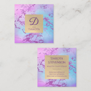 Chic Marble Glitzy Glam Lila und Blue Branding Quadratische Visitenkarte