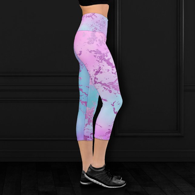 Chic Marble | Glitzy Glam Violet Lila Blue Ombre Capri Leggings (Von Creator hochgeladen)