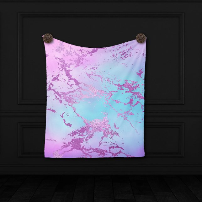 Chic Marble | Glitzy Glam Violet Lila Blue Ombre Fleecedecke (Von Creator hochgeladen)