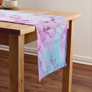 Chic Marble Glitzy Glam Violet Lila Blue Ombre Kurzer Tischläufer