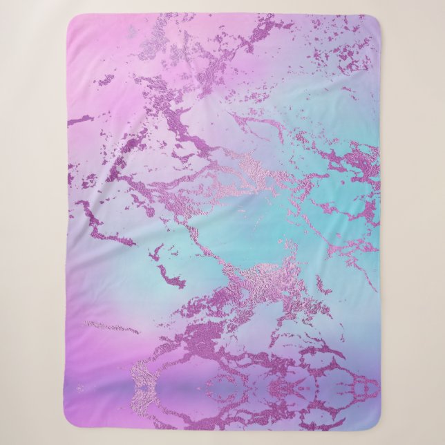 Chic Marble | Glitzy Glam Violet Lila Blue Ombre Sherpadecke (Vorderseite)