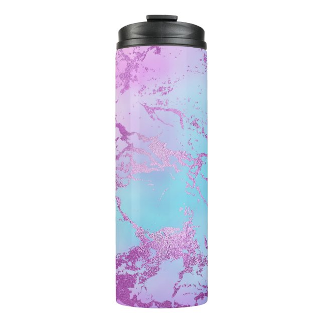 Chic Marble | Glitzy Glam Violet Lila Blue Ombre Thermosbecher (Vorderseite)