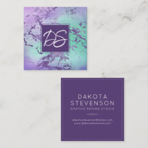 Chic Marble Lavendel Lila Minze Green Custom Quadratische Visitenkarte