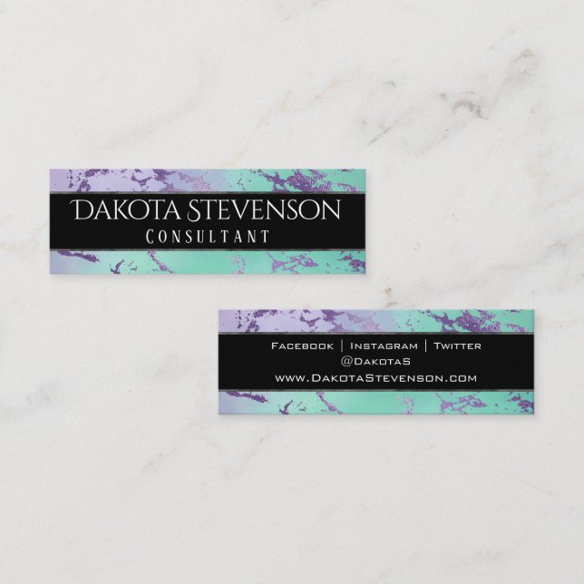 Chic Marble | Lavender Lila Mint Green Branding Mini Visitenkarte (Vorne/Hinten)