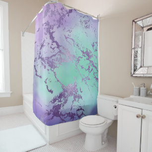 Chic Marble   Lavender Lila und Minze Green Duschvorhang