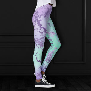 Chic Marble   Lavender Lila und Minze Green Leggings