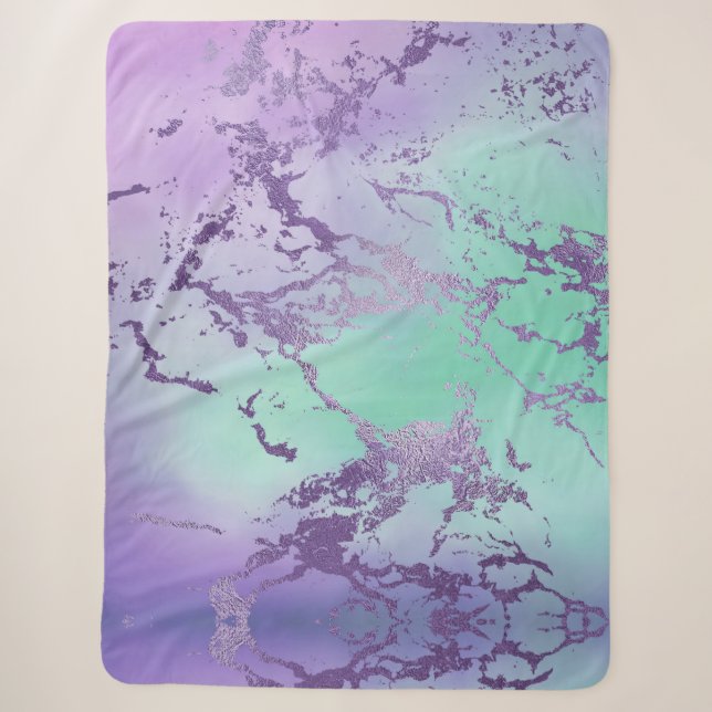 Chic Marble | Lavender Lila und Minze Green Sherpadecke (Vorderseite)