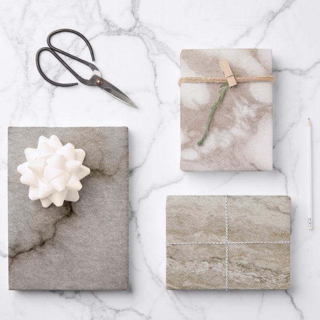 Chic Marble Stone Pastellfarben Moderner Luxus Geschenkpapier Set (Vorderseite)