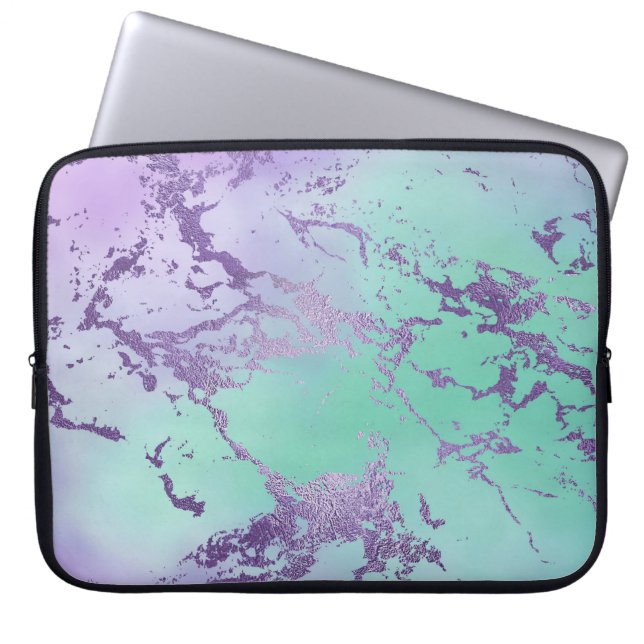 Chic Marble | Violet Lavender Lila Minze Green Laptopschutzhülle (Vorderseite)