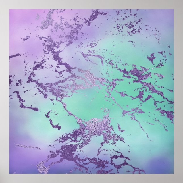 Chic Marble | Violet Lavender Lila Minze Green Poster (Vorne)