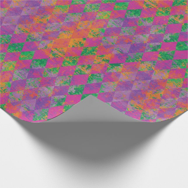 Chic Mardi Gras Lila Gold Harlequin Muster Geschenkpapier (Ecke)