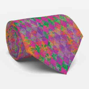 Chic Mardi Gras Lila Gold Harlequin-Muster Krawatte