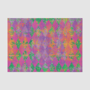 Chic Mardi Gras Lila Gold Harlequin Muster Seidenpapier