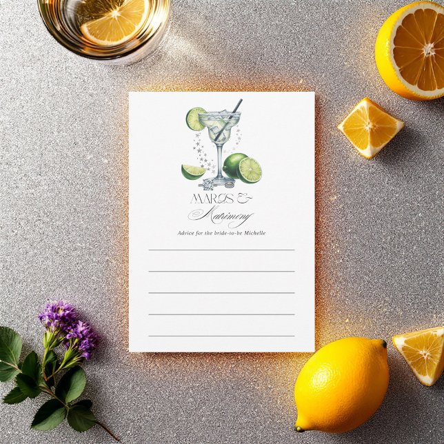 Chic Margs and Matrimony Brautparty Hinweiskarte (Chic Margs and Matrimony Bridal Shower Advice Card)