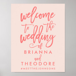 Chic Mariage Lettré Affiche de bienvenue Coral