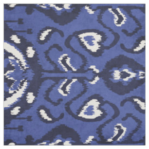 Chic Marine Blau-Weiß-Kat-Stammesmuster Stoff