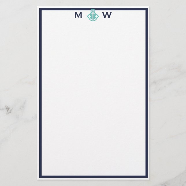 Chic Marine et Ancre Turquoise Monogram papeterie (Devant)