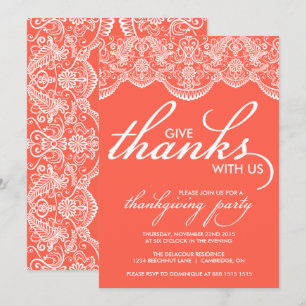 Chic Marocain Lace Thanksgiving Party Invitation