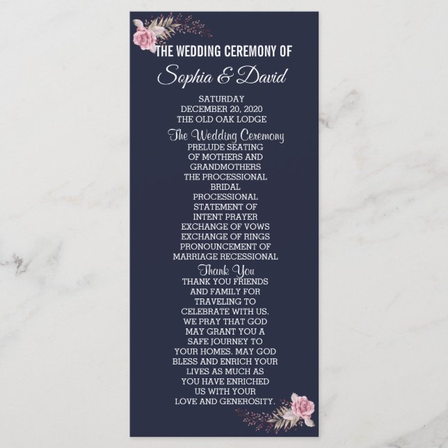 Chic Marsala Maroon Floral Navy Programme Bleu (Devant)