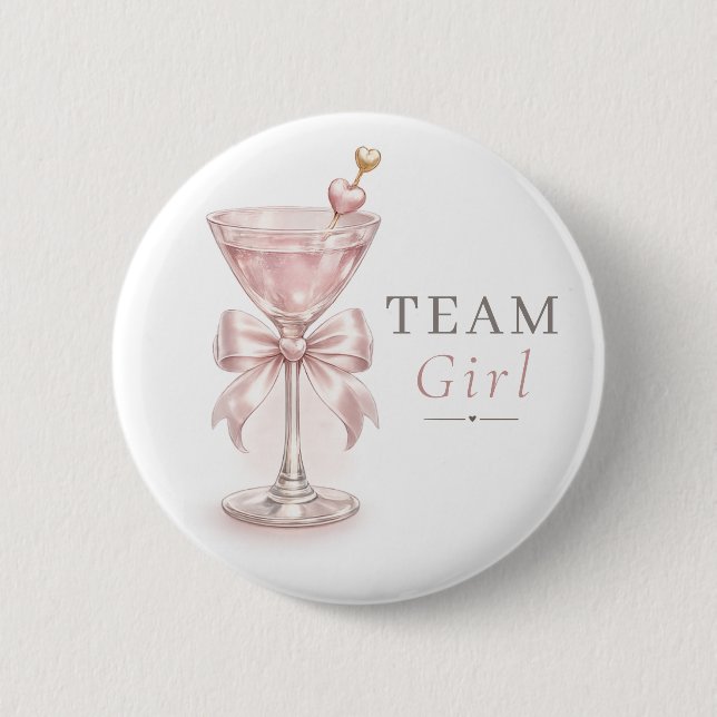 Chic Martini Geschlecht Enthüllung Pink Team Mädch Button (Vorderseite)