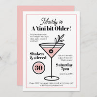 Chic Martini Invitation pour le 30e ou tout âge