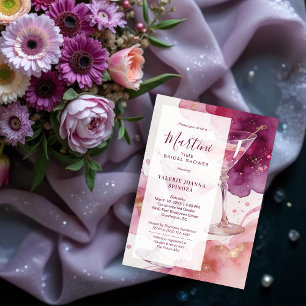 Chic Martini Zeit Glitter Brautparty Einladung