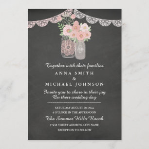 Chic Mason Jar & Chalkboard Faire-part de mariage