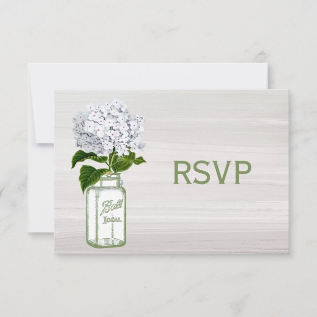 Chic Mason Jar & White Hydrangea RSVP (Devant)