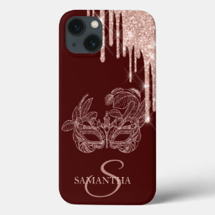 Chic Masque Rose Gold Glitzer Tropfen Burgund Case-Mate iPhone Hülle