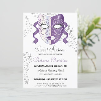 Chic Masquerade Karneval Geburtstag Einladung