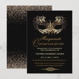 Chic Masquerade Quinceanera Geburtstag Einladung