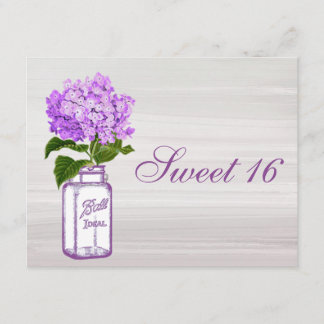 Chic-Maurer-Glas u. lila Hydrangea-Bonbon 16 Einladung