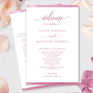 Chic Mauve Pink Watercolor Rahmen Wedding Program
