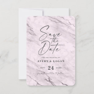 Chic Mauve rosa Marmor mit Lila Foil Details Save The Date
