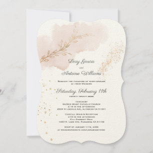 Chic Mauve Wash Gold Blätter Goldstaub Hochzeit Einladung