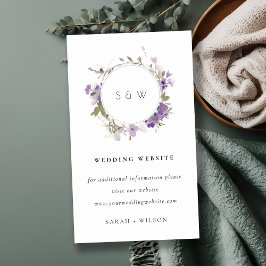 Chic Meadow Lilac Floral Wreath Wedding Website Begleitkarte