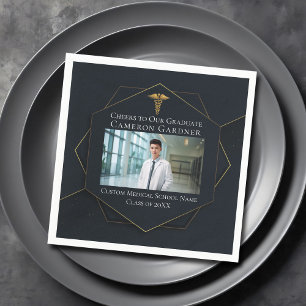 Chic Medical School Foto Black Graduation Party Serviette