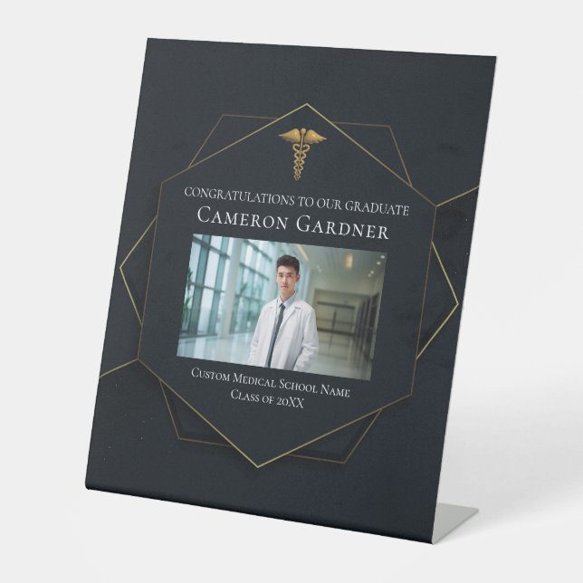 Chic Medical School Foto Graduation Party Willkomm Sockelschild (Vorderseite)