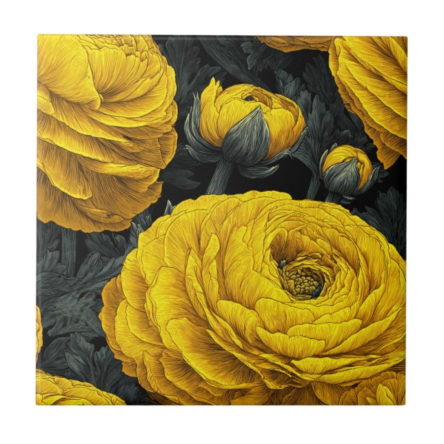 Chic Mediterranean RanunculusTiles For Home Decor Fliese (Vorderseite)